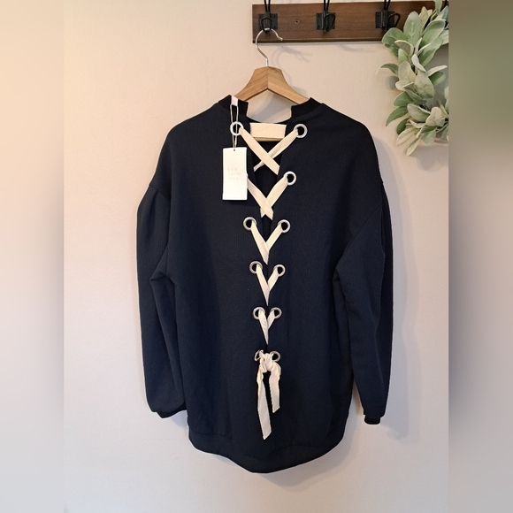 Zara NWT Navy Blue Trafaluc Collection Sweatshirt Oversized Size XS - Picture 2 of 8